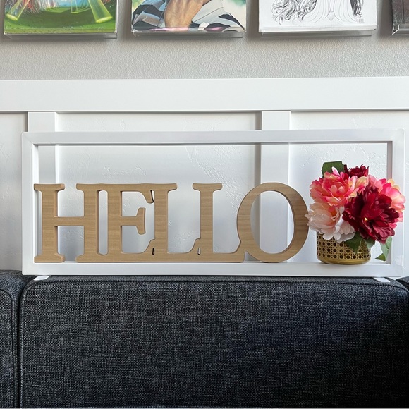 NIB Pre Lit Floral ‘Hello’ Decor Sign - Picture 2 of 16